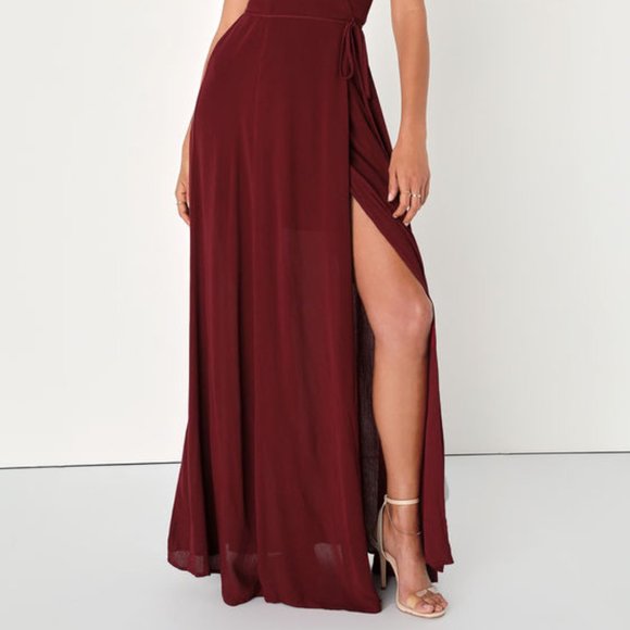 Lulus Heart of Marigold Burgundy Wrap Maxi Dress - Picture 3 of 8